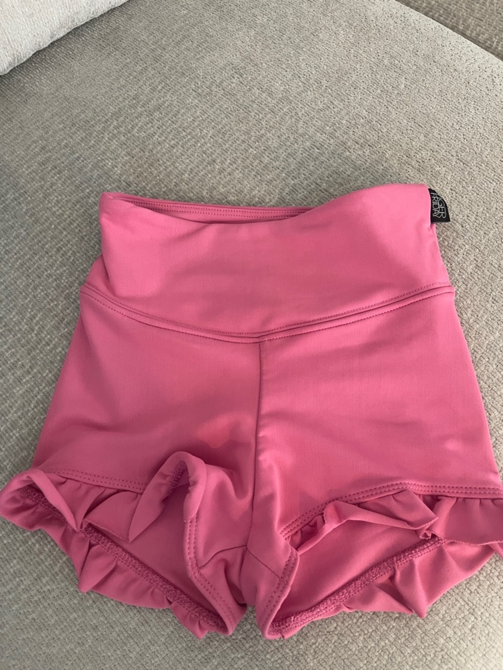 Tiger Friday Girls' Pink Ruffle Hem High-Rise Shorts